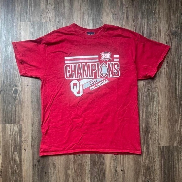 Oklahoma Sooners Champions 2017 T Shirt Big 12 College Football Mens L - Picture 1 of 3